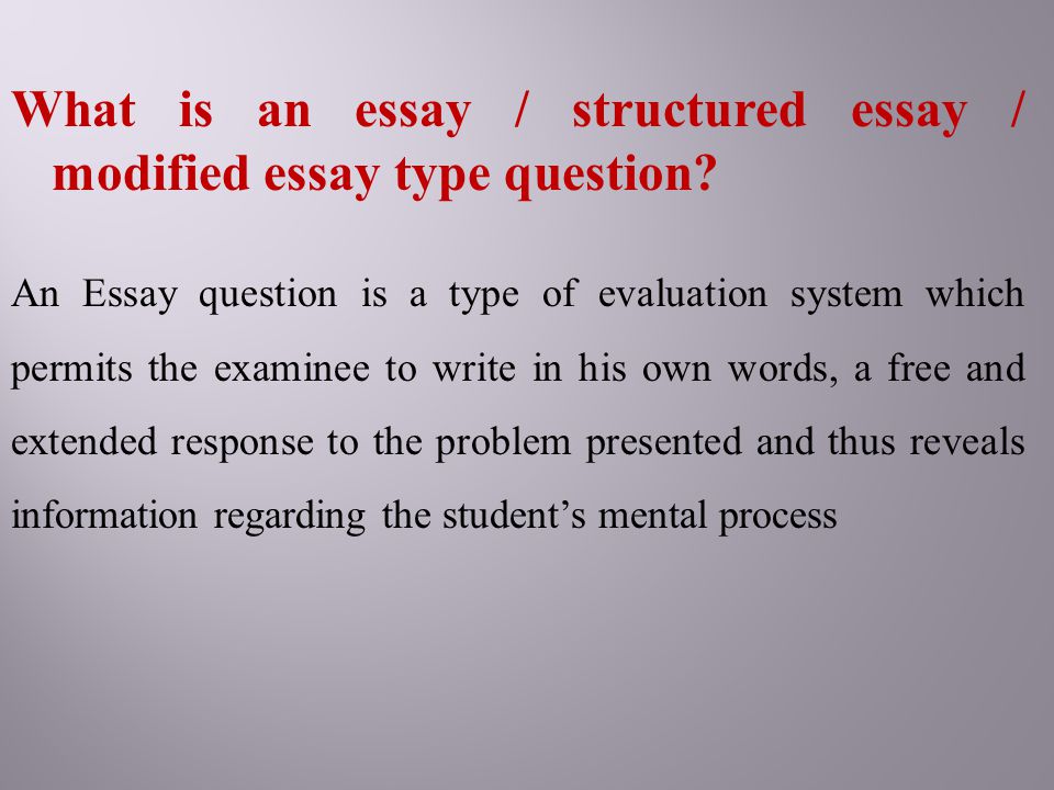 write an essay type question